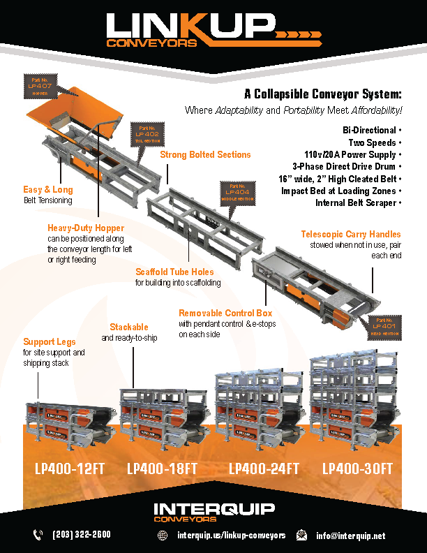 LINKUP LP400 Site Conveyor Spec Sheet